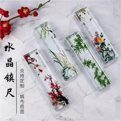 Chinese Style Rectangle Crystal Paperweight Calligraphy Painting/Writing Paper Weight Glass Home Office Decoration Ornaments