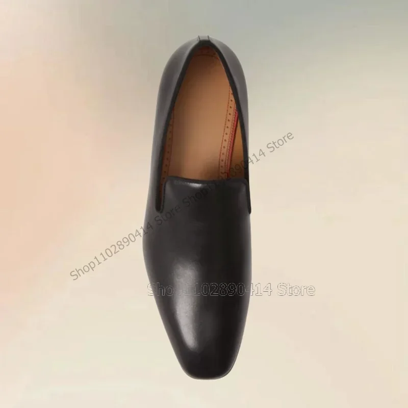 Black Matte Leather Square Toe Low Top Loafers Fashion Slip On Men Shoes Luxurious Handmade Party Banquet Office Men Dress Shoes