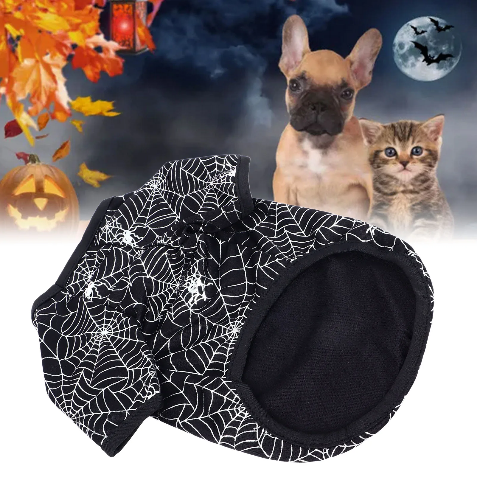 Halloween Pet Clothes Funny Spider Web Print Pet Costumes Breathable Comfortable Polyester Pet Shirt For Dogs Cats