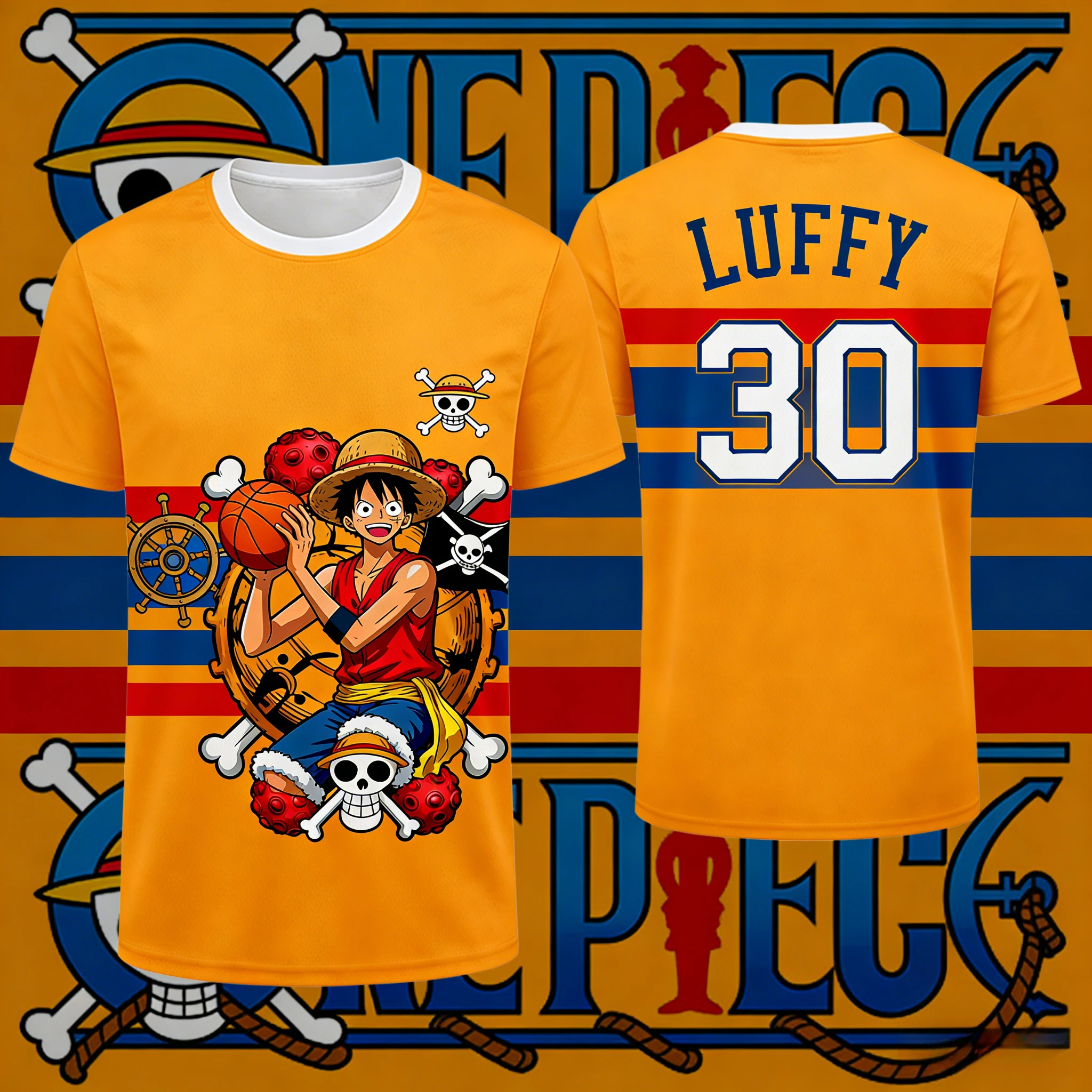 

2026 Summer One Piece Luffy Retro 3D Print T-Shirt, Adult & Kids Casual Sports Harajuku Short Sleeve Tee for Anime Fans Y2k