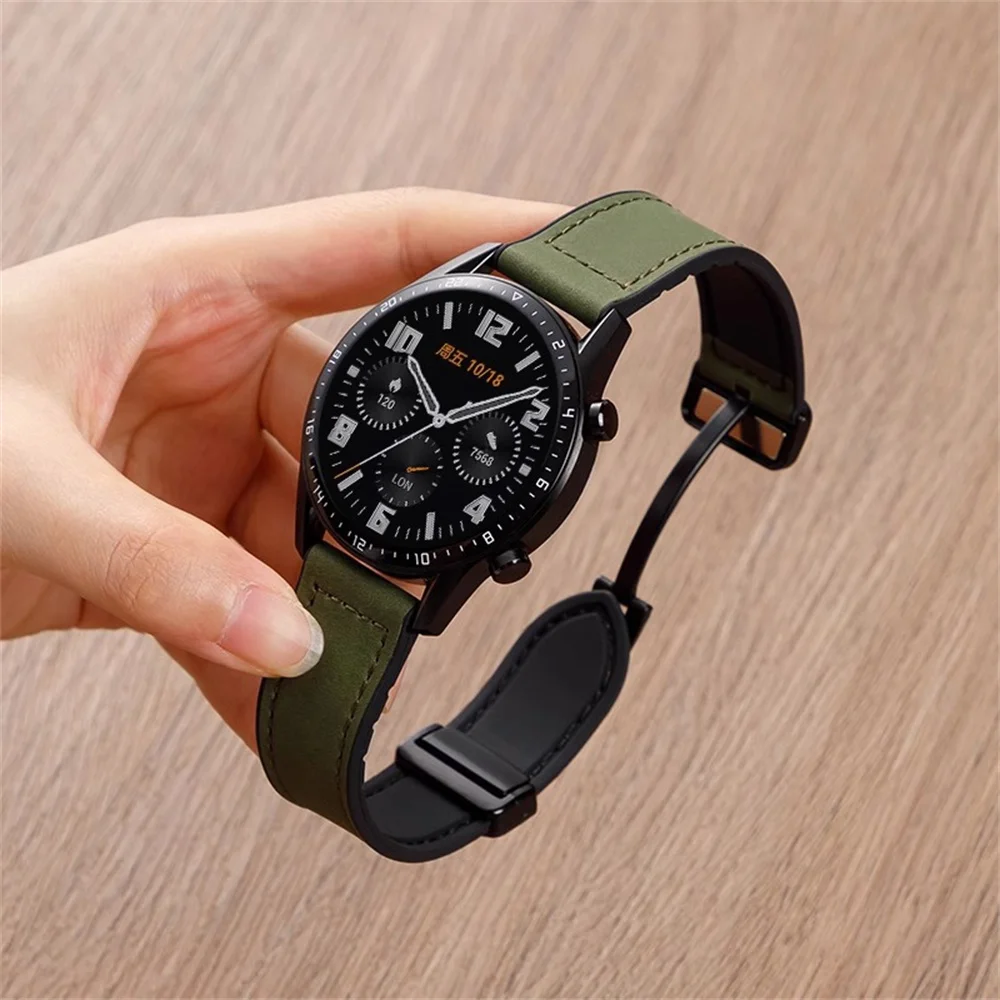Leder-Silikonarmband für Samsung Galaxy Watch Band 7 6 5 4 40 mm/44 mm, magnetisches Armband für Watch 6 Classic 43 mm 47 mm 20 mm 22 mm – Detail 3
