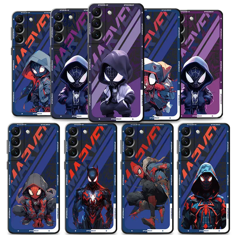 Cool Spider-Man Cartoon Phone Case For Samsung S23 S22 S21 FE S20 Ultra Note 20 Plus Phone Cover Soft Silicone Frame Funda