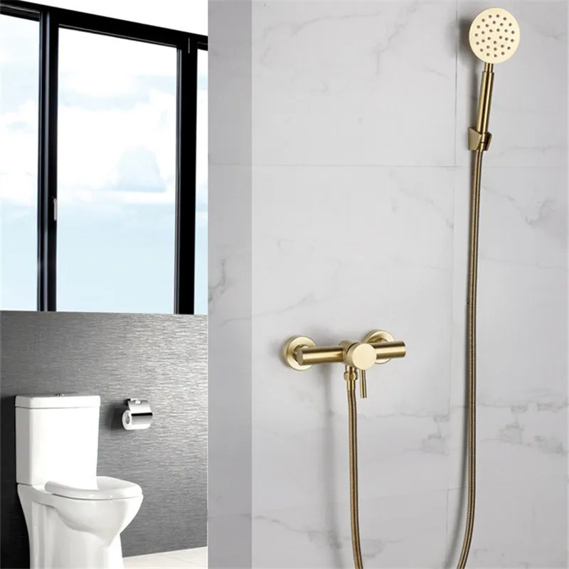 

Bathroom Cold and Hot Bath and Shower Mixer Taps Brass Tuqiu Brushed Gold Bathroom Shower Faucet Set Wall Mounted Shower Faucet