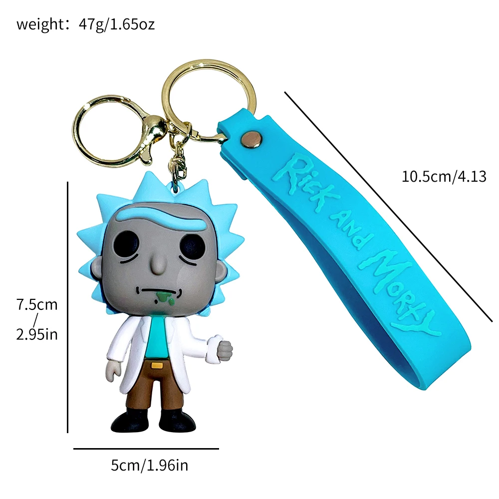 Anime Rick and Morti Keychain Cute Cartoon Figure Keyring Fashion Bag Pendent Car Key Accessories Jewelry Kids Toy Xmas Gifts