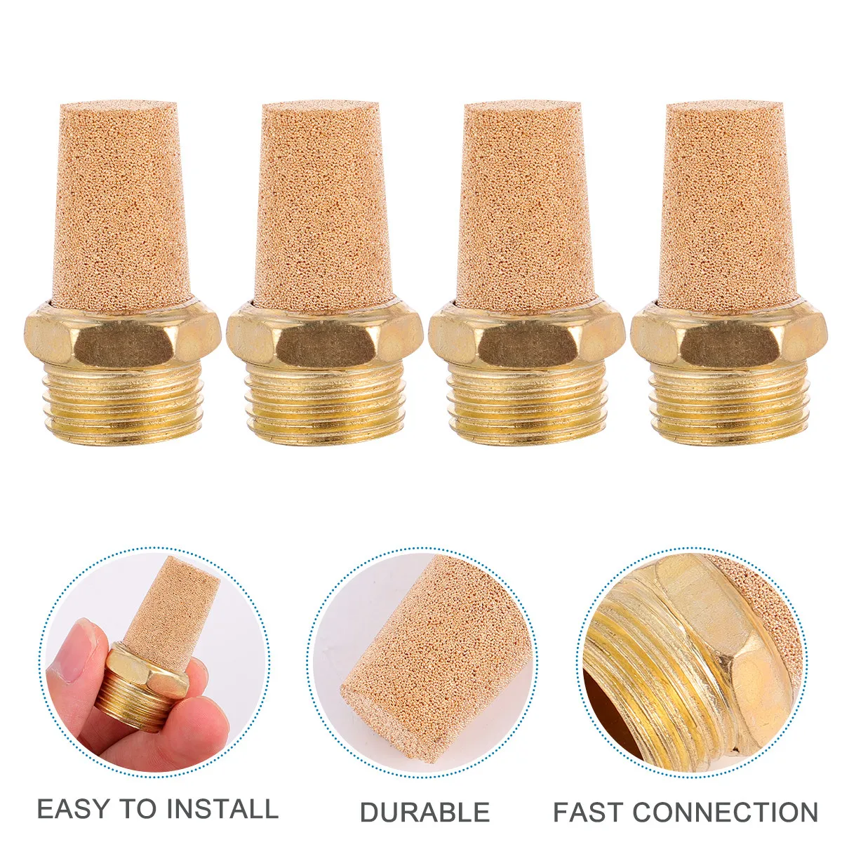 4Pcs Pneumatic Muffler G12 Male Thread Brass Exhaust Multilayer Structure Durable Use Cylinder Crank Case