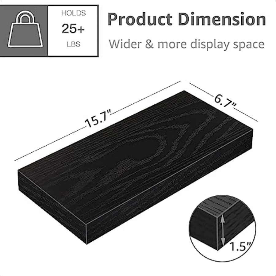 Lenzuola galleggianti per mensola da parete per bagno Camera da letto Cucina Soggiorno Lenzuola per libri sospese Piccola decorazione per fattoria 16 pollici Set di 3 Bl