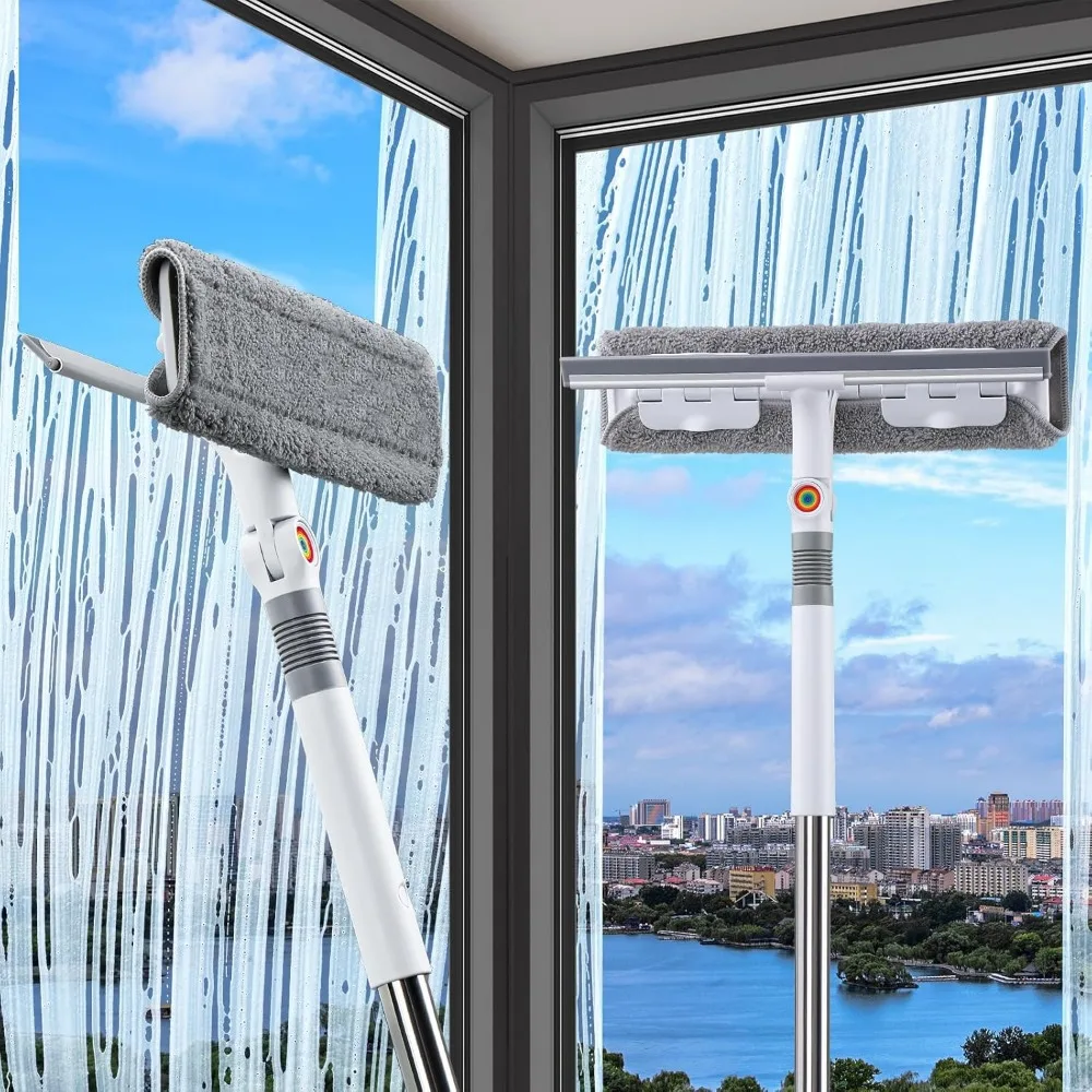 

126 Inch Window Squeegee Cleaner Tool with Extension Pole Rotatable Head for Indoor Outdoor Glass Mirror Car RV