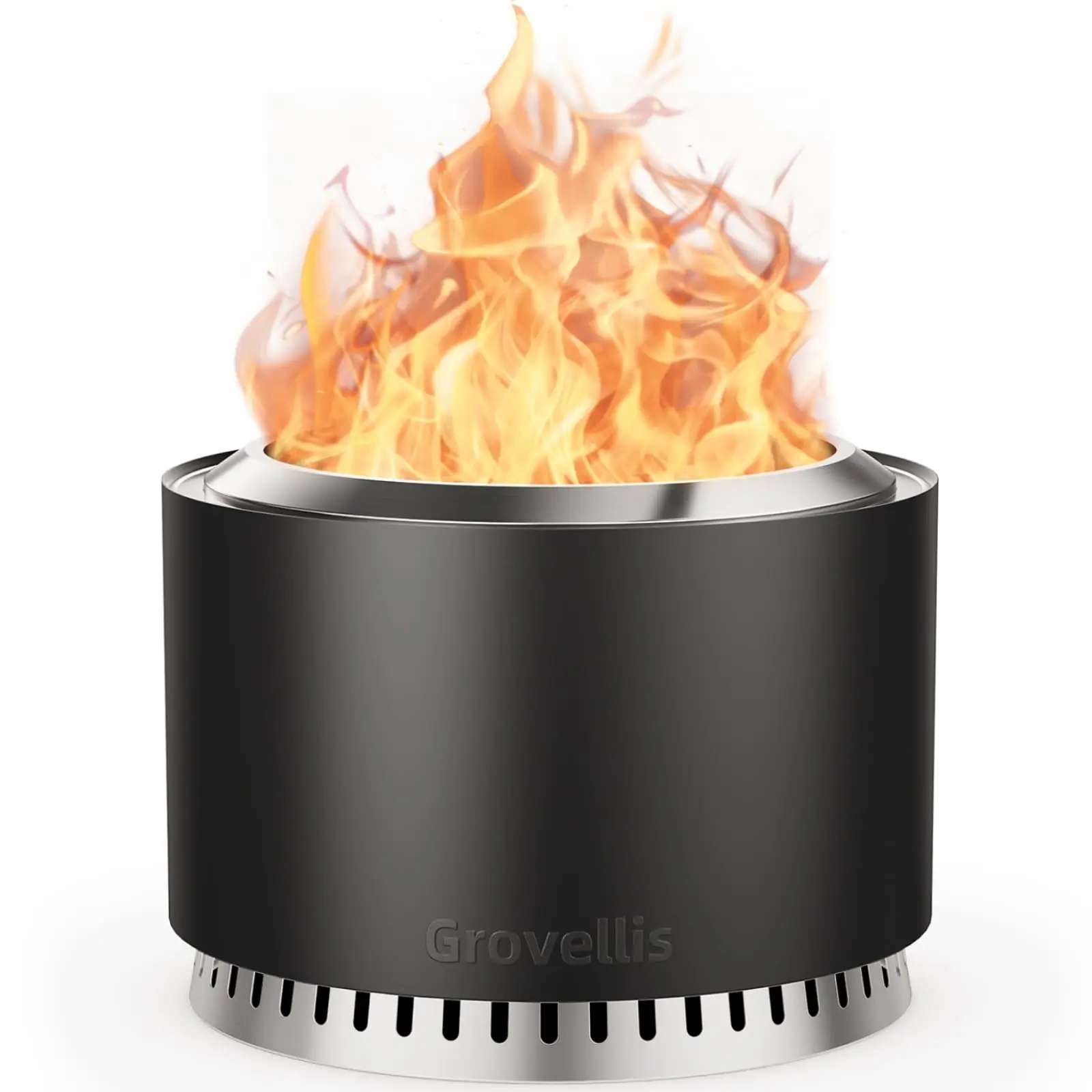 27 inch Smokeless Fire Pit with Waterproof Cover & Fire Poker