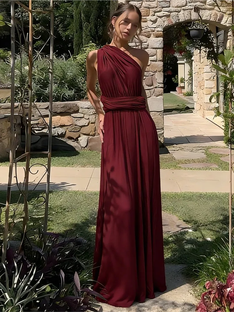 

Fashion Sexy Women's Multi-Way Wrap Dress 2026 Spring And Autumn New Bandage Long Dress Party Bridesmaid Robe Long Dress Female