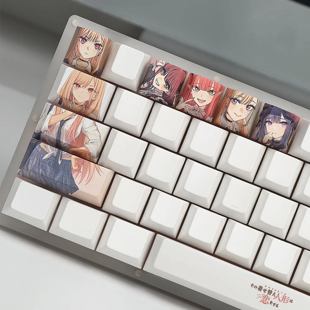 MAIMOOO Kitagawa Marin Keycaps 12PCS Cherry PBT Thermal Sublimation Personalized Anime Girl Keycap for DIY Mechanical Keyboard