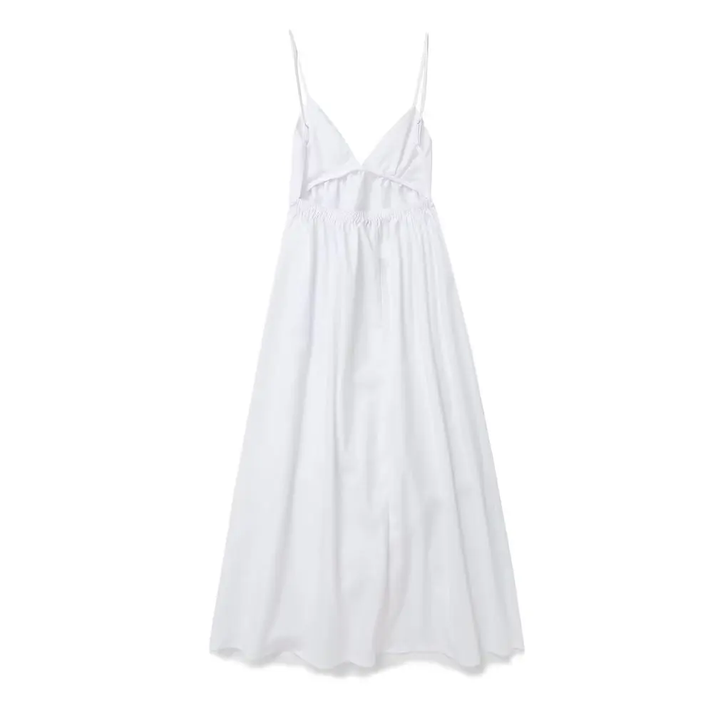 

Suspender V-neck Solid Color Versatile Backless Dress Summer New Women's Clothing European and American Style
