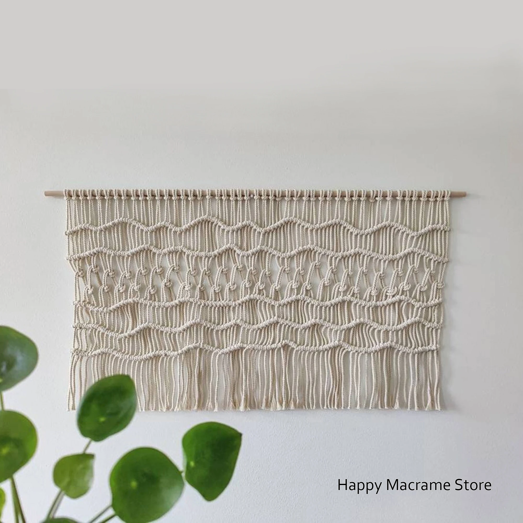 

Macrame Wall Hanging Woven Wall Art Modern Tapestry Home Decor Backdrop Headboard Housewarming Wedding Gift - Rod not included