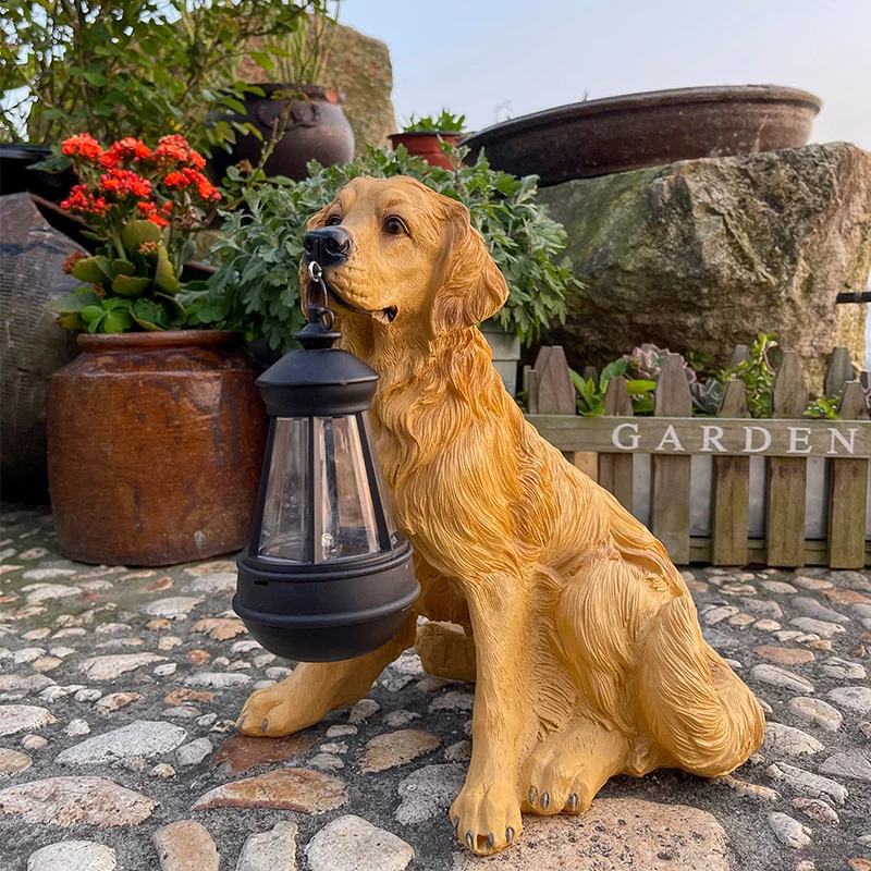 

Solar Simulation Animal Light Outdoor Waterproof Resin Dog Statues Led Night Lights For Pathway Yard Garden Wildlife Decoration