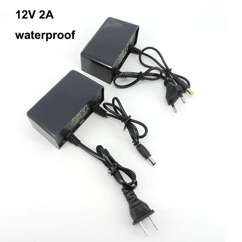 Waterproof outdoor AC to DC Power Supply 12V 2A 2000ma 110V 240V EU US Plug Adapter Charger for CCTV Camera LED Strip Light