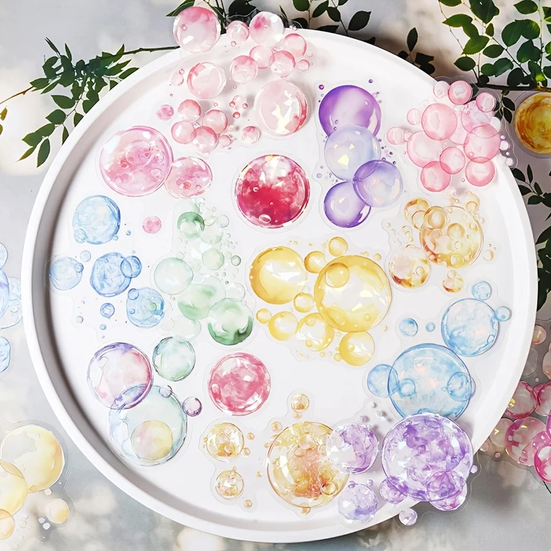10 ملصقات/حقيبة من سلسلة Bubble Adventure ملصقات رائعة وملونة تحت عنوان الفقاعات، مادة PET المقاومة للماء، ديكور DIY
