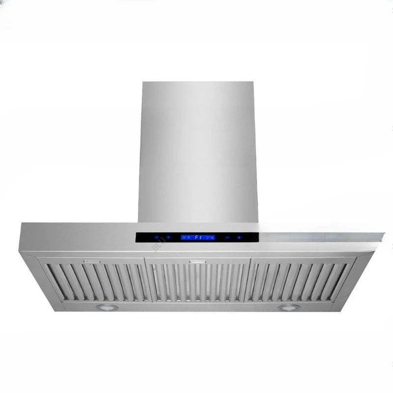 Commercial household 110 volt electric low noise range hood circulation custom tempered glass island kitchen