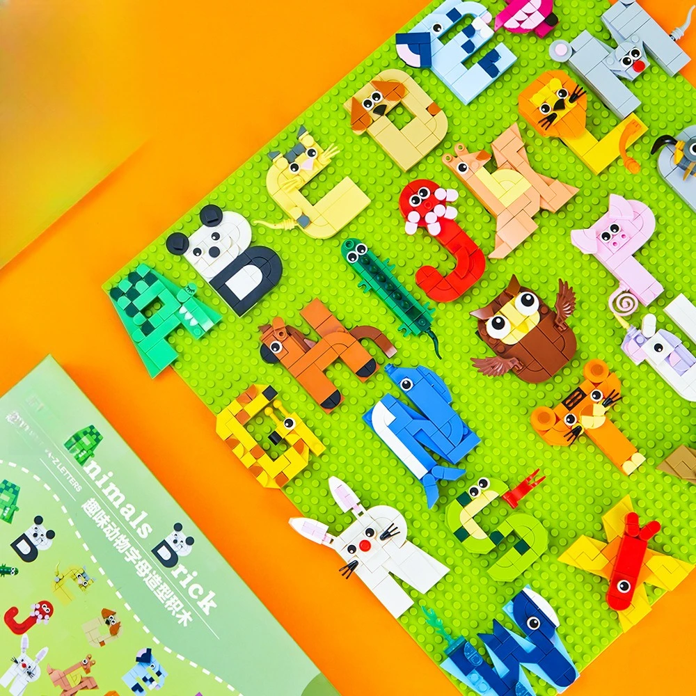 パズル 5004 動物デザイン アルファベット MOC ビルディングブロック クリエイティブ教育玩具 女の子組み立て済み小さなレンガ 男の子ホリデーギフト