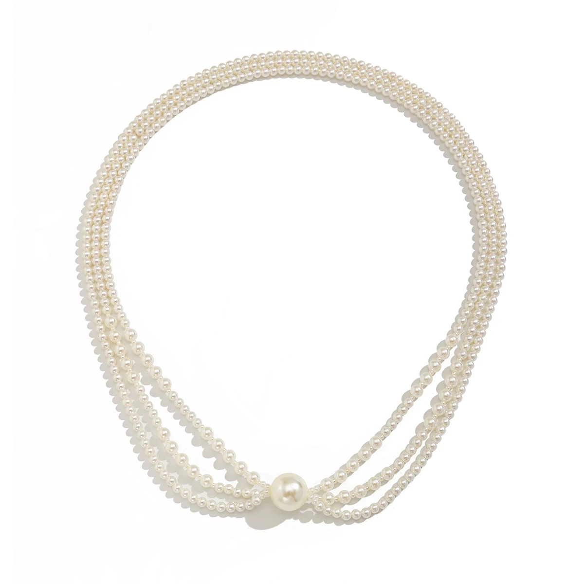 KunJoe Elegant Multi Layer Smooth Imitation Pearl Long Tassel Necklace for Women Korean Fashion Beads Sweater Chain Neck Jewelry