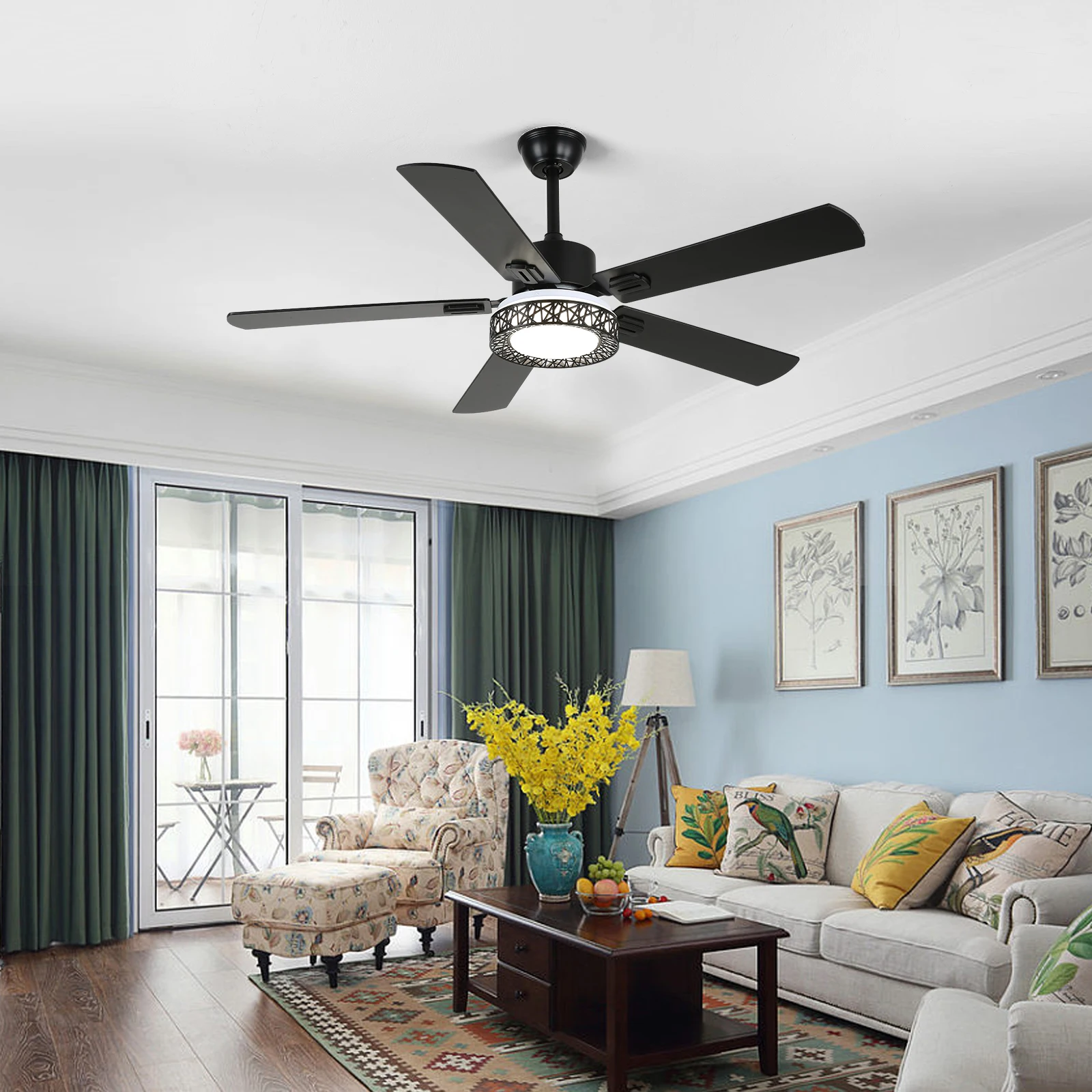 VETRULUS مروحة ضوء السقف الخشبية مع جهاز التحكم عن بعد غرفة المعيشة غرفة الأطفال Led مصباح السقف إضاءة ديكورية المنزل