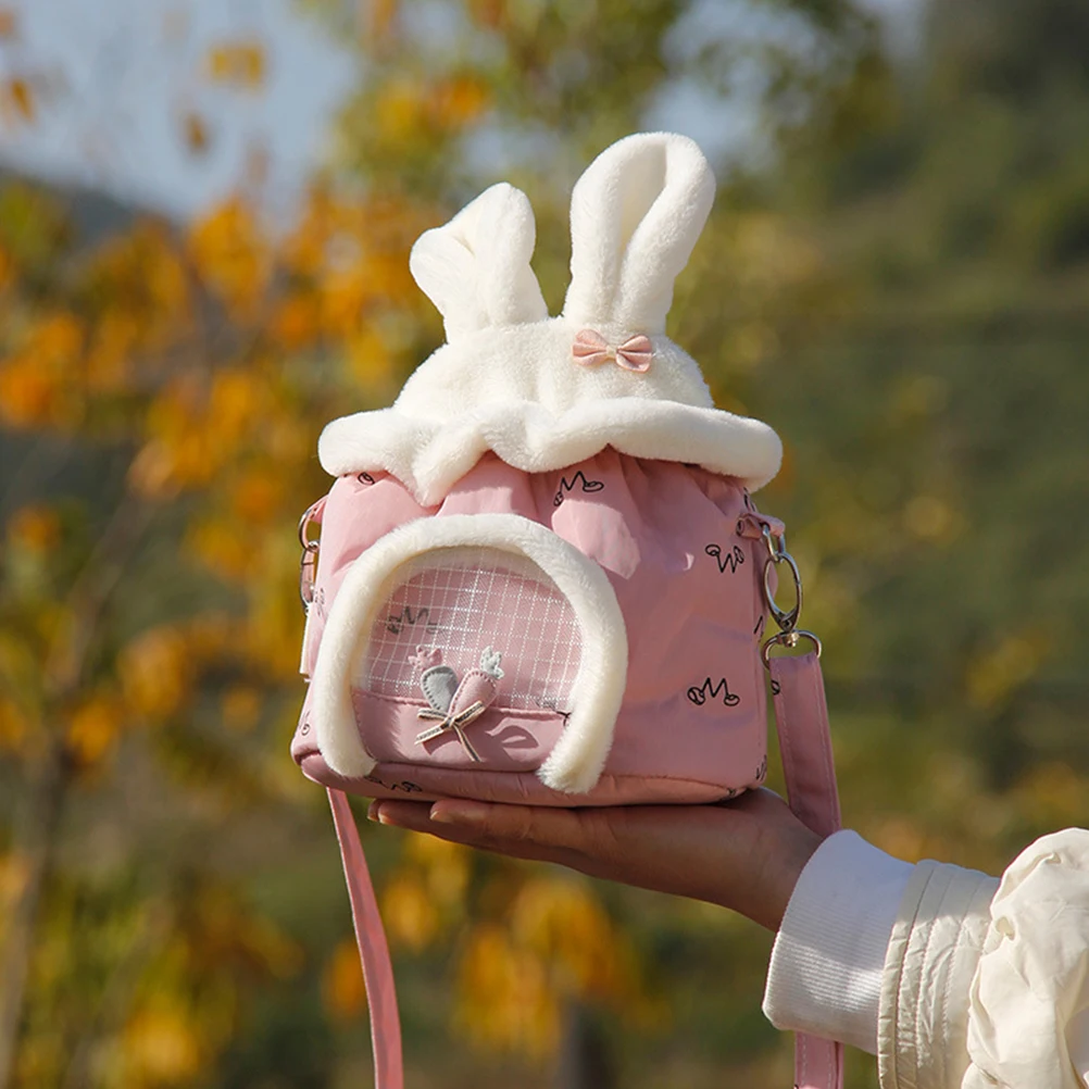 

1pc Rabbit Ear Pet Bag Carrier Hamster Squirrel Small Animal Outdoor Travel Handbag Warm Comfortable Winter Nest Pet House