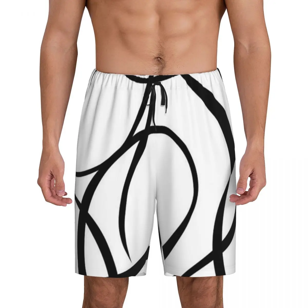 

Комплект из 4 шт. - 45 см (18 дюймов) - Мужские короткие пижамные шорты с геометрическим абстрактным узором, для сна и отдыха