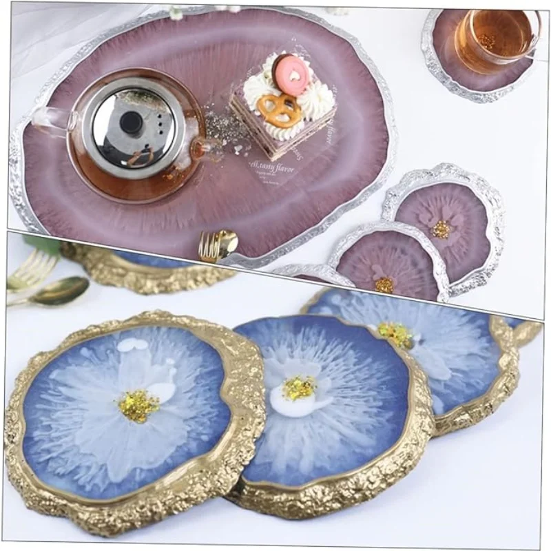 Molde de resina epoxi de cristal para manualidades, bandeja Irregular, posavasos, molde de silicona para espejo