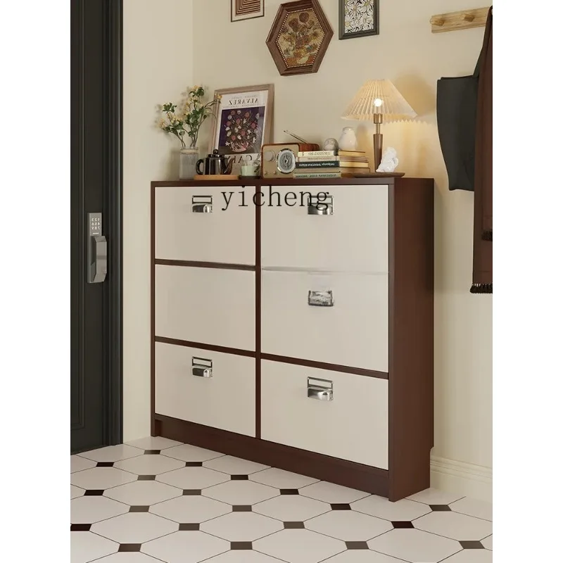 GZ-6   household ultra-thin small and narrow corridor entrance entrance cabinet, retro multi-layer storage locker against