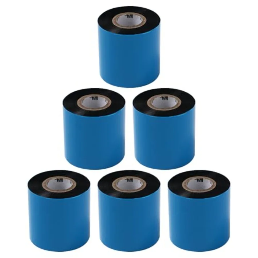 

6 рулонов термотрансферной ленты премиум-класса с восковой основой, 80 мм x 300 м, черная, для печати штрихкодов и термоэтикеток