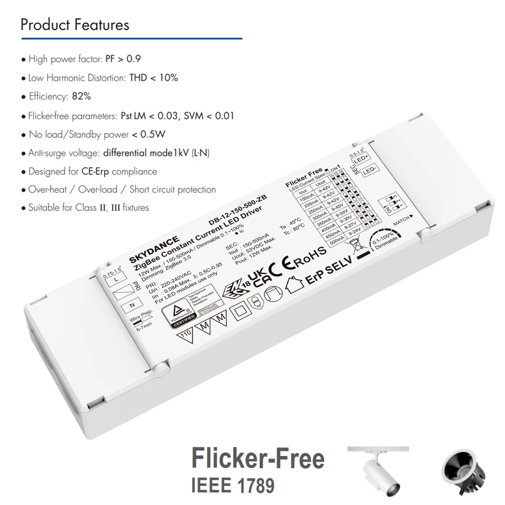 CENFAYA 12W ZigBee 3.0 LED Driver TUYA App Alexa Voice Smart Control Dimming Constant Current 150-500mA Dimmable Power Supply
