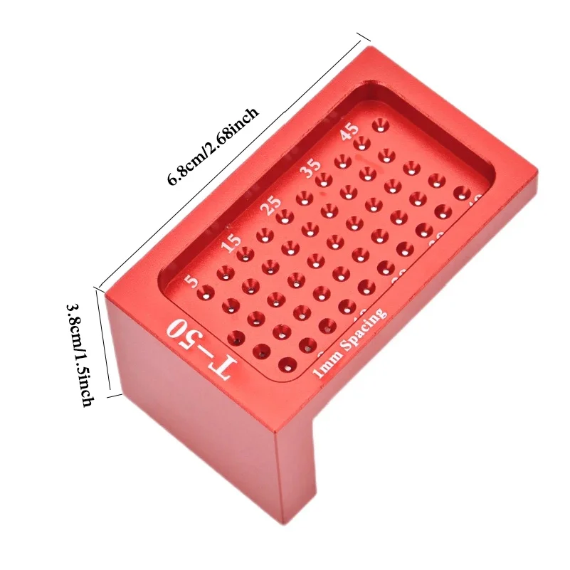 Woodworking T50 Scriber Metric Precision T-Ruler Aluminum Pocket Marking Gauge Carpentry Cross Calibration Hole Scribing Ruler