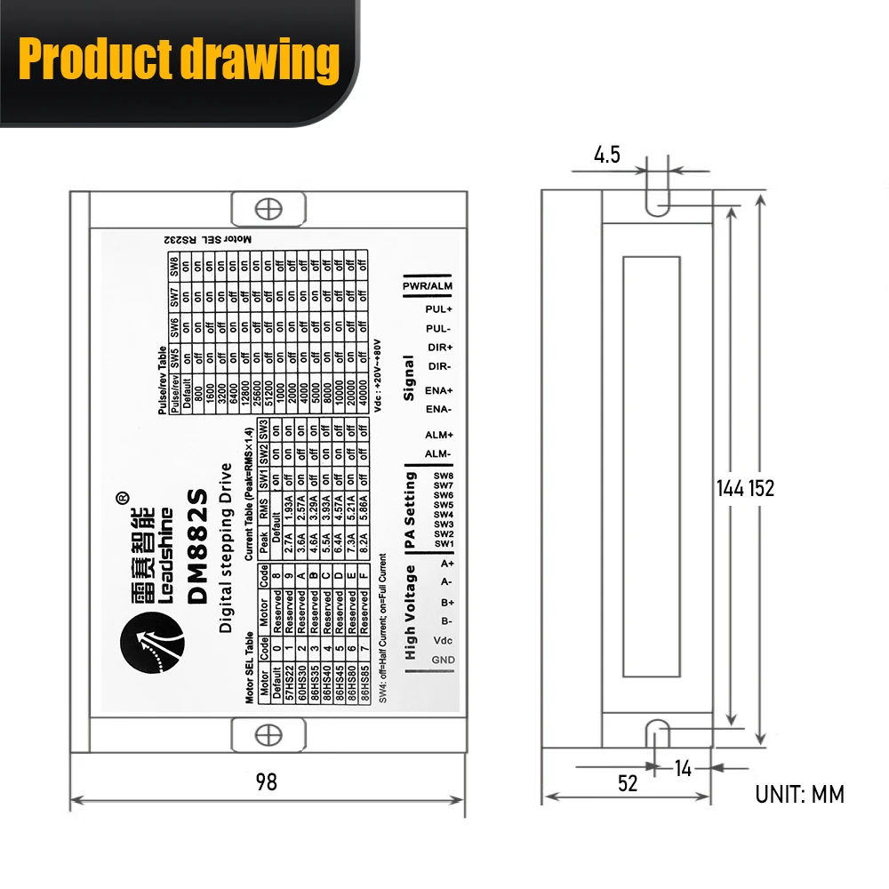 Unidad de paso digital superior HLTNC DM883S Máx. Voltaje 80V Corriente máxima 8.3A para motor paso a paso 86 NEMA34 para máquina enrutadora Cnc