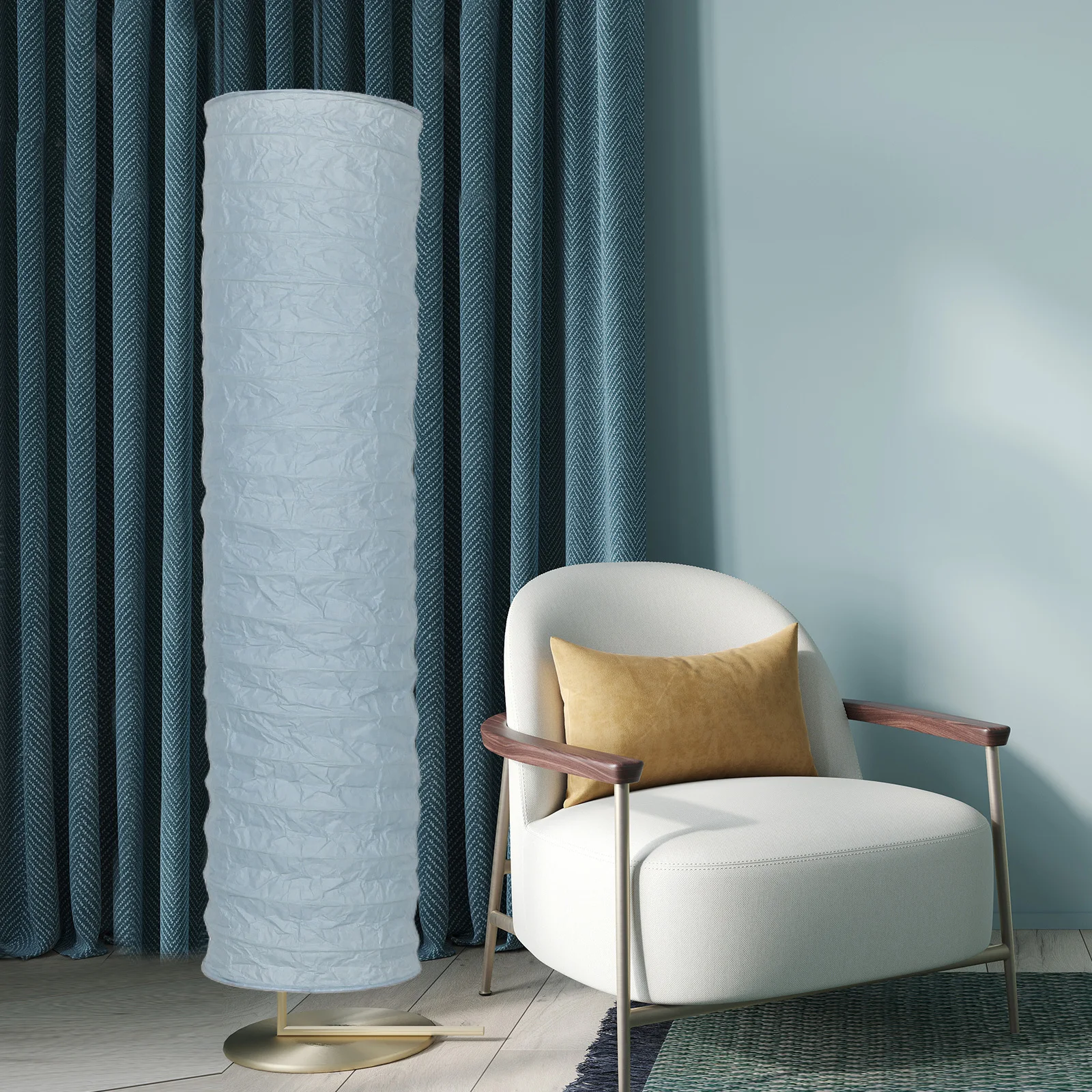 

1pcs Japanese Foldable Lampshade 125X32.5Cm/49X13" Paper Floor Lamp Cover For Bedroom Living Room Office Cylinder Replacement