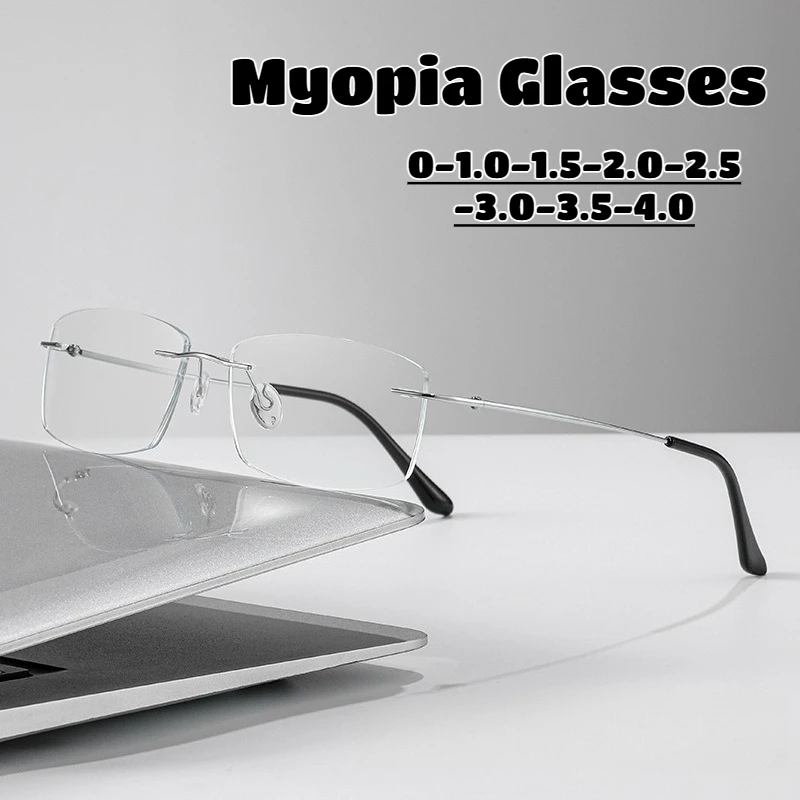 

Сверхлегкие безободковые очки для близорукости, модные очки для женщин и мужчин, защита от синего света, компьютерные очки для близоруких, очки по рецепту