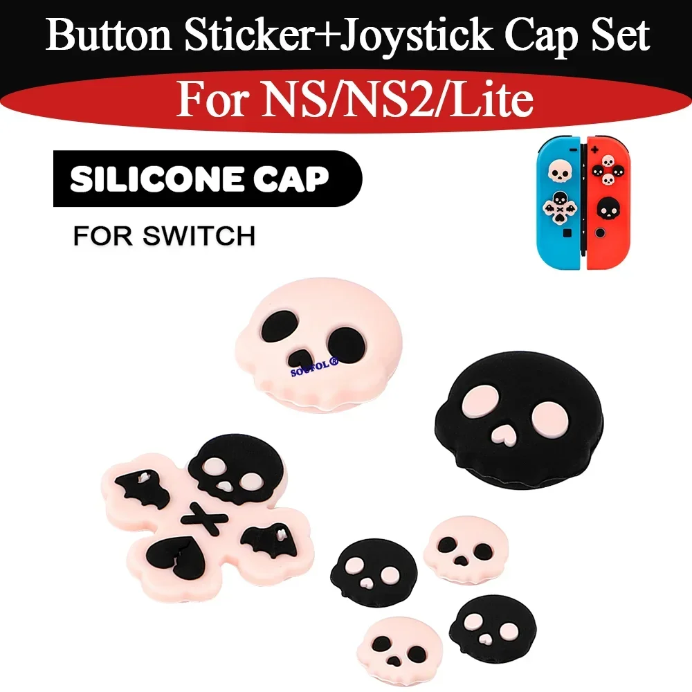 Voor Switch2 Skull Zachte beschermende joystickdoppen Cover Cross en ABXY-knop Vervangende reparatieonderdelen voor Switch/Lite-accessoires