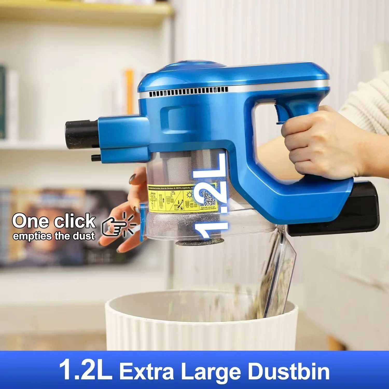 INSE S63 Cordless Vacuum Cleaner 30Kpa Powerful Suction Stick Vacuum 2 Batteries Up to 90min Runtime for Hardwood Floor Pet Hair