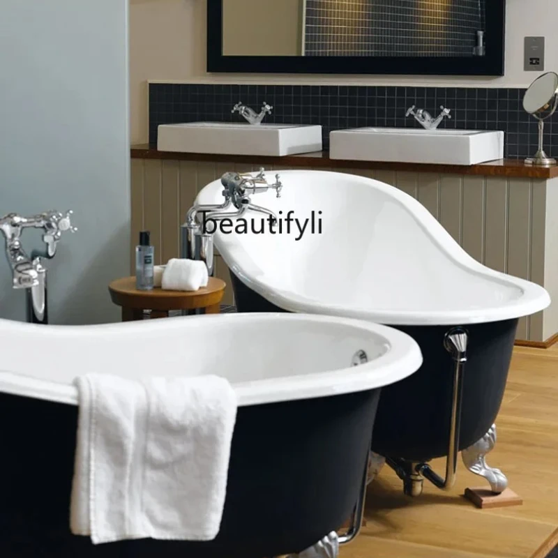 

Freestanding cast iron enamel European princess bathtub Adult bath Vintage American ceramic large bathtub