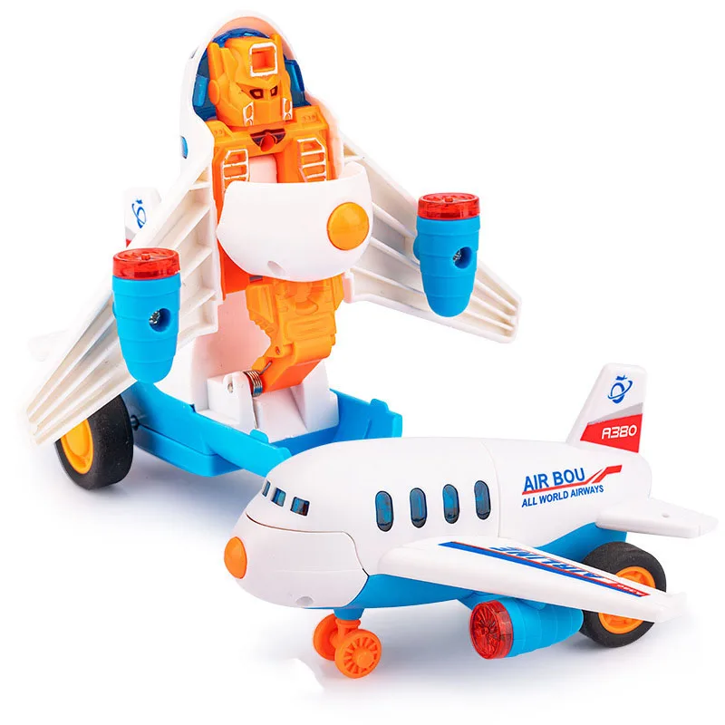 Simulation Collision Transformation Aircraft Combat Robot Toys For Kids Fall-resistant Inertia Cartoon Aircraft Model Toys