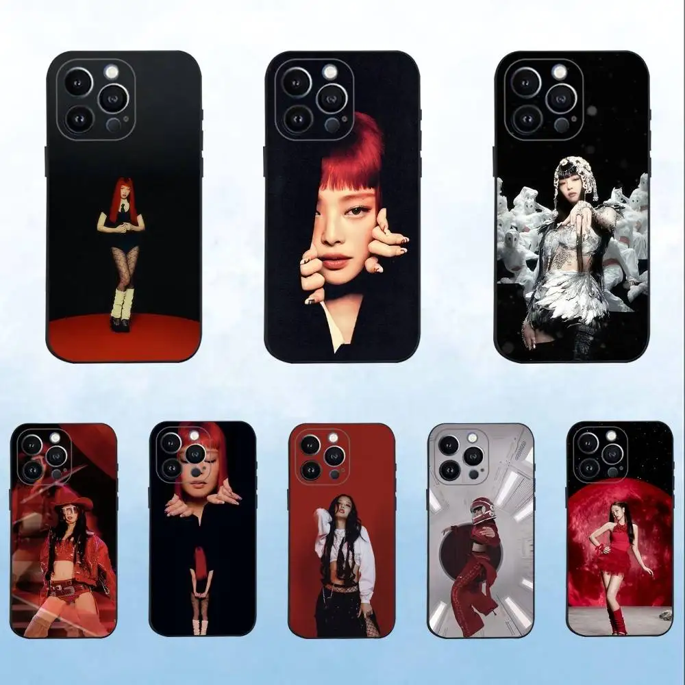 

K-pop J-Jennie singer Ruby Phone Case For iPhone 16,15,14,13,12,11 Plus,Pro Max,XS,X,XR,SE,Mini,8,7,Soft Silicone Black Cover