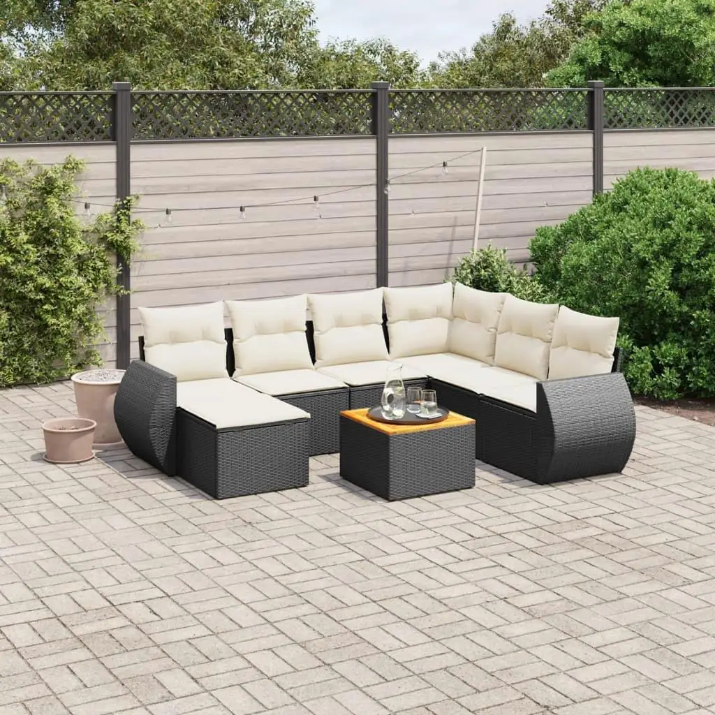 

Stylish Black Garden Sofa Set Outdoor Furniture Cushioned Seating Weatherproof Modern Design For Balcony Patio Backyard