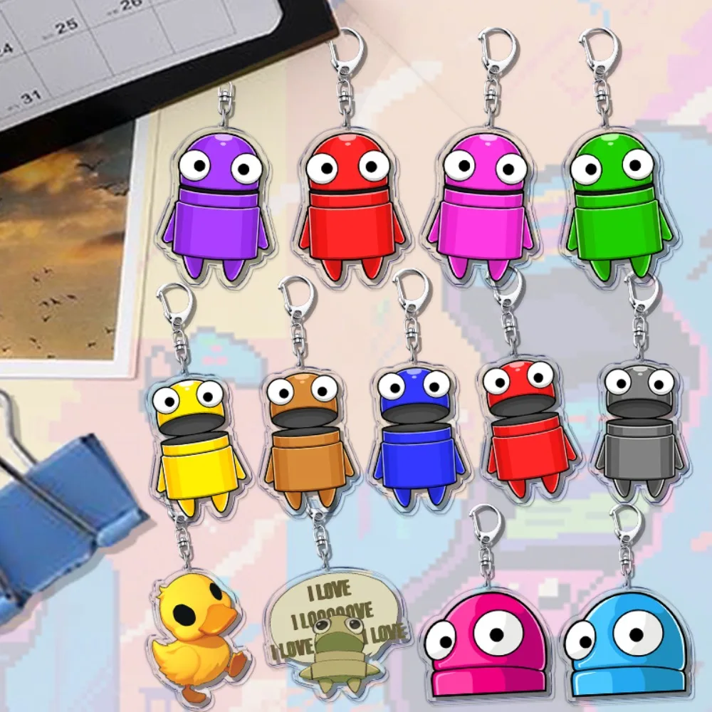 Funny Character Emote Duck Meme Game Keychains for Accessories Bag R E P O Cute Robot Keyrings Jewelry Gamer Gaming Fans Gifts