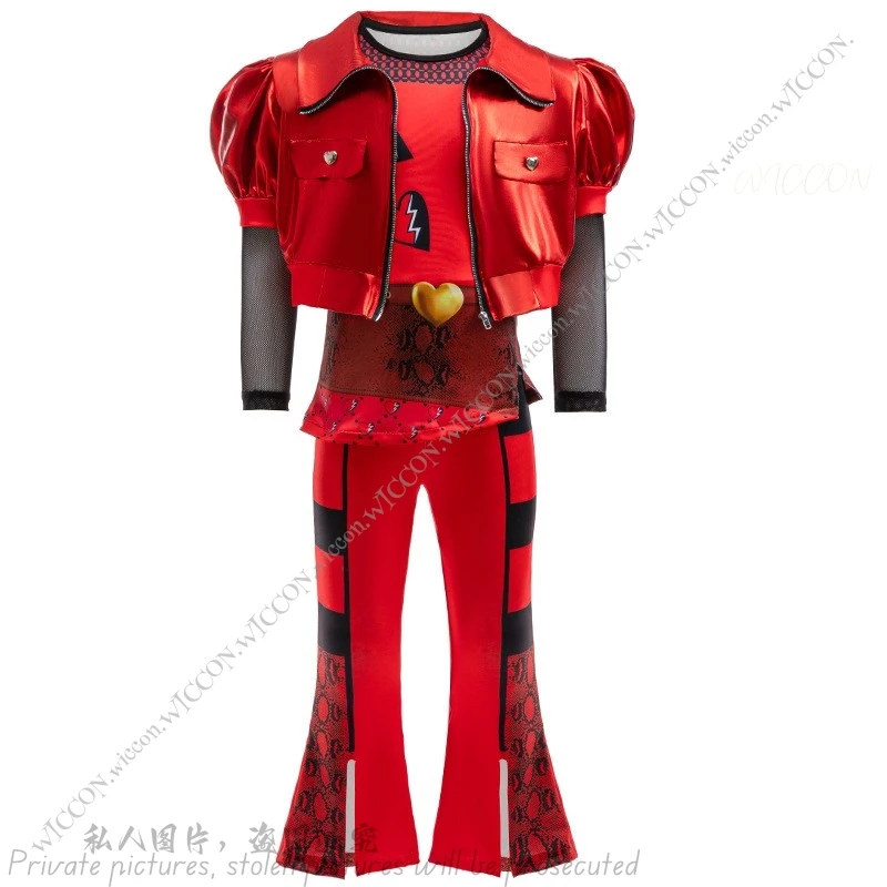 2024 New Girl Halloween Role-playing Clothing 110-160CM Height Children Girl Makeup Dance Red Movie The Same Pants Set+Wig