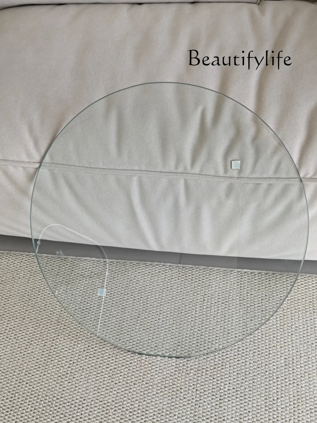 Vv Medieval Stainless Steel Round Coffee Table Tempered Glass Edge Table Light Luxury I Small Apartment Coffee Table