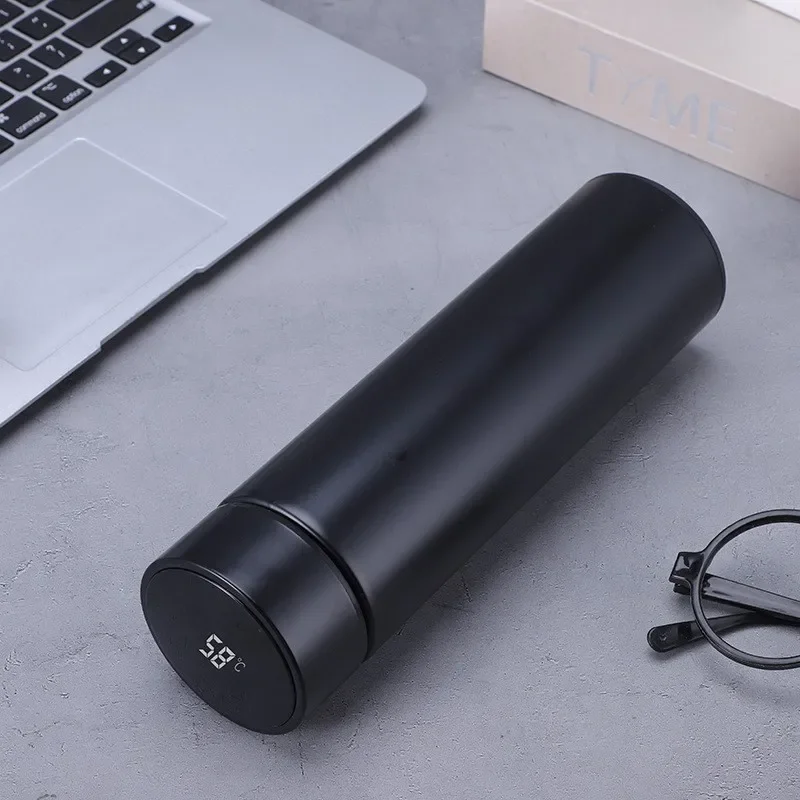 Termo inteligente de acero inoxidable: taza de viaje al vacío con pantalla LED (tazón de té de café frío/calier de doble temperatura)