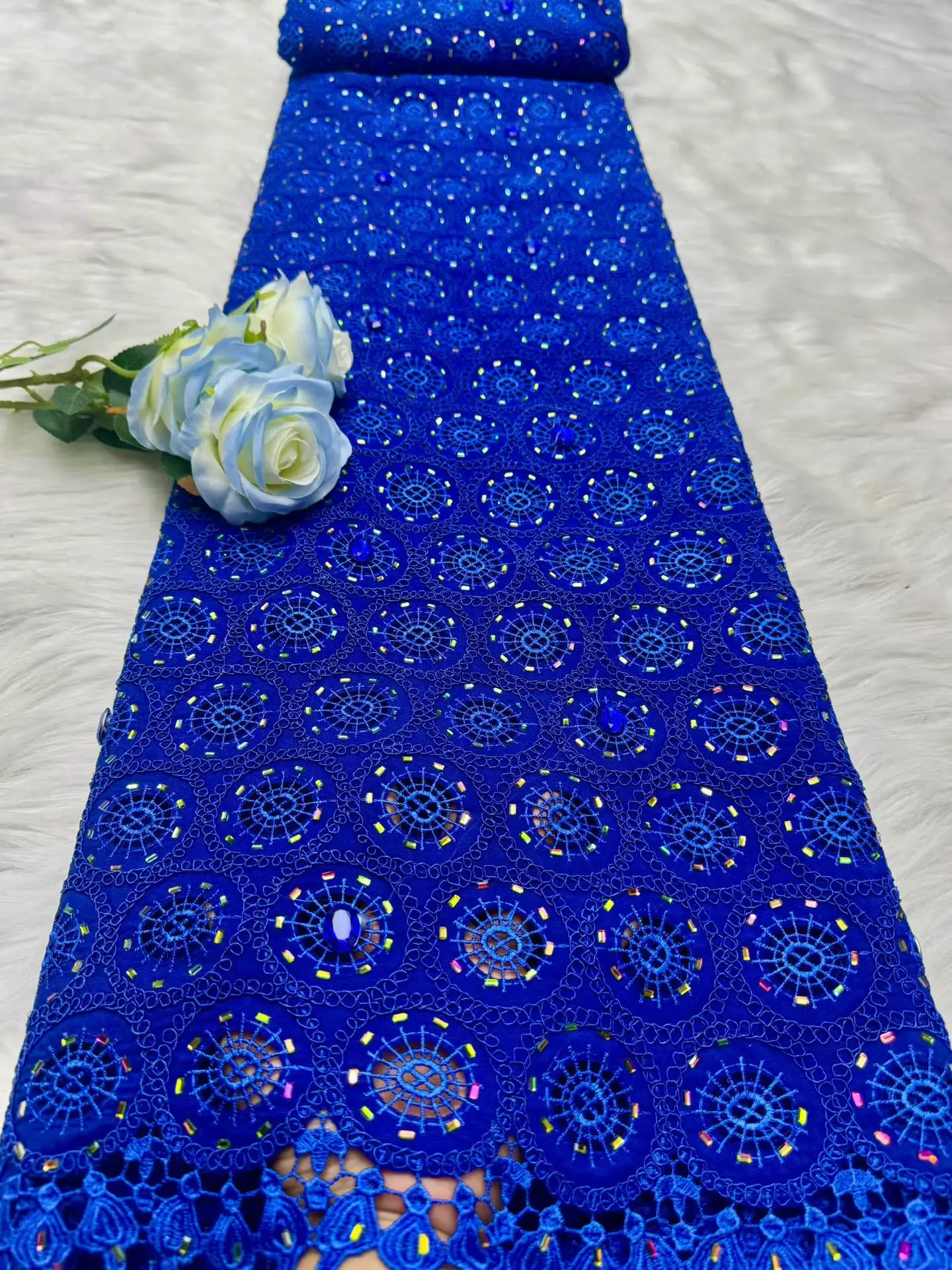 Luxury High-Quality Shiny Stone Chiffon Lace Fabric Nigerian African Embroidery Mesh for Party Wedding Dress Latest 2025  M24-1