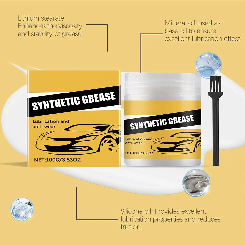 Per Cuscinetti Ingranaggi Catene Auto Grasso Sintetico 100g Pennello Grasso Automotive Grasso Impermeabile Con Lubrificante Freno M5Y8