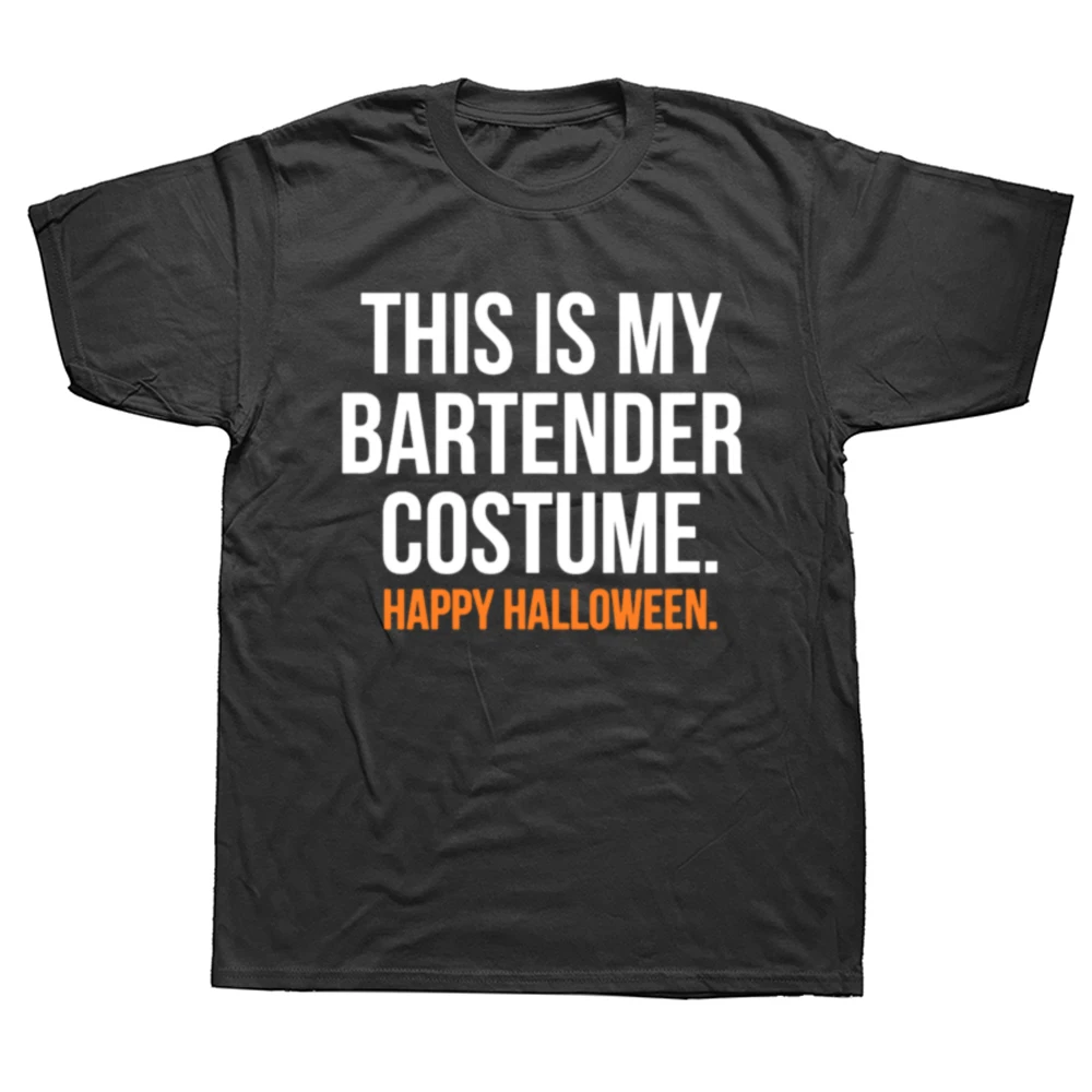 �This Is My Bartender Costume“ Lustiges Halloween-T-Shirt für Herren und Damen, modisches, lässiges T-Shirt aus 100 % Baumwolle, lockeres, übergroßes T-Shirt – Detail 3