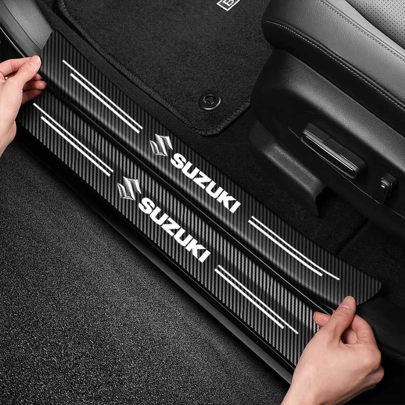Protector de umbral de puerta de coche de fibra de carbono de alta calidad, adhesivo para Suzuki Swift Vitara Baleno Samurai Baleno Splash Ignis Swace DZire