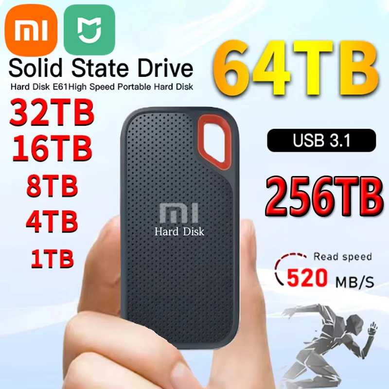 

Xiaomi Mijia Hard Disk Mobile SSD E61 2TB 8TB 256TB USB 3.1 HD External Hard for Laptop PS5 Mobile Hard Disk HDD Storage Devices