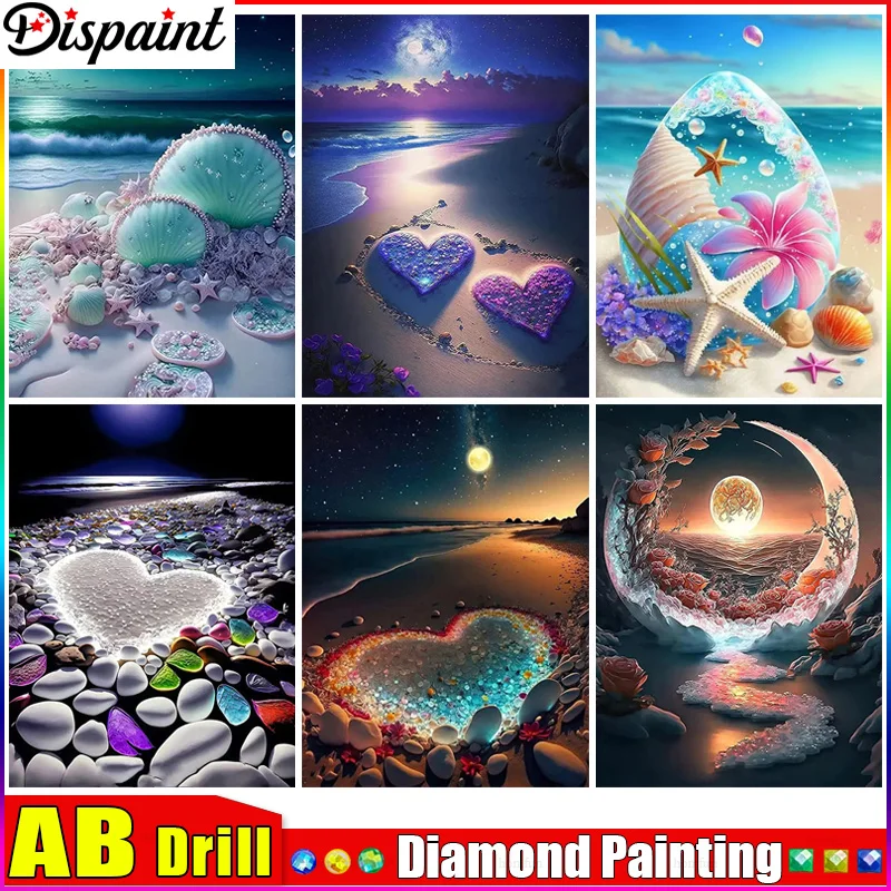 

Dispaint AB Полная Алмазная Вышивка "Deach Starfish Stones" Алмазная Картина Вышивка Крестом Узоры Горный Хрусталь Незаконченный Домашний Декор