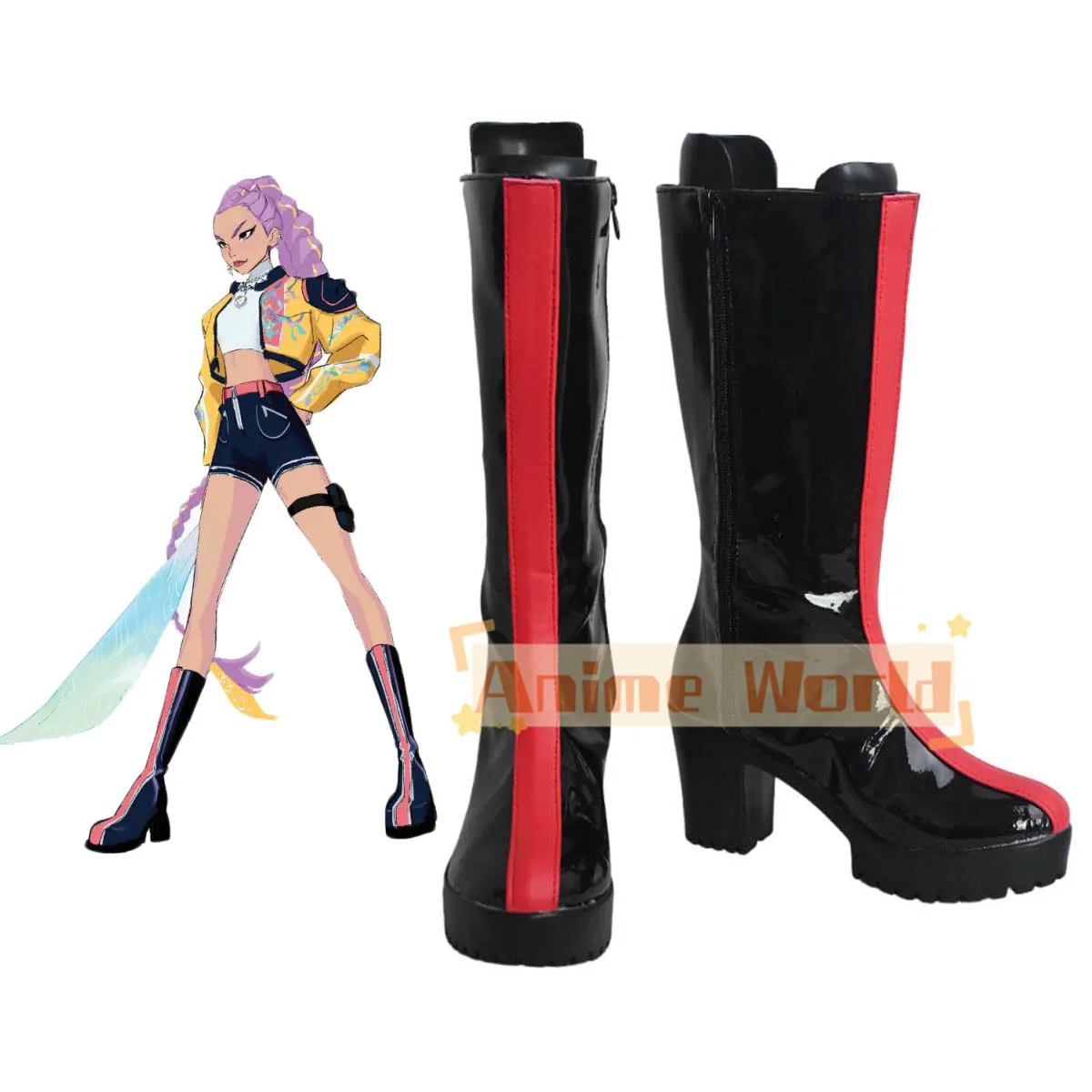 Kinderen Volwassen Jongens Meisjes KPop Demon Hunters Rumi Cosplay Schoenen Zwarte Laarzen Op maat gemaakt elke maat